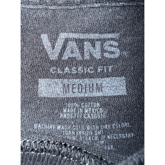 Vans Mens Long Sleeve Shirt Medium Black Off The Wall Since 1966 Back Sleeve Hit - Picture 4 of 8